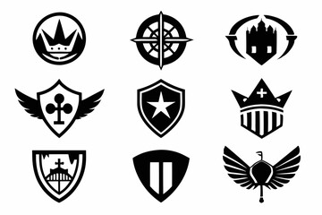 Fototapeta premium different type of logo set line art silhouette vector illustration