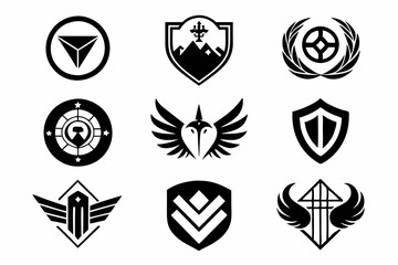 different type of logo set line art silhouette vector illustration