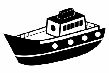 Obraz premium toy boat line art silhouette vector illustration