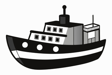 Obraz premium toy boat line art silhouette vector illustration