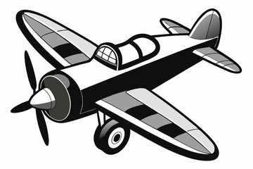 toy plane line art silhouette vector illustration