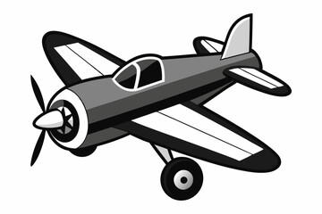 toy plane line art silhouette vector illustration