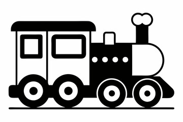 toy train line art silhouette vector illustration