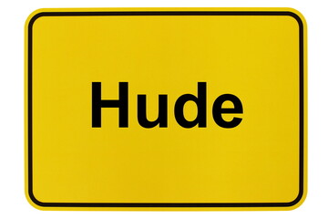 Illustration eines Ortsschildes der Gemeinde Hude in Niedersachsen	