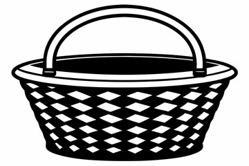 wicker basket line art silhouette vector illustration