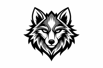 wolf head logo line art silhouette vector illustration
