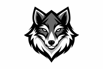 wolf head logo line art silhouette vector illustration