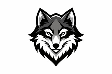 wolf head logo line art silhouette vector illustration