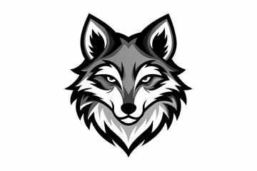wolf head logo line art silhouette vector illustration
