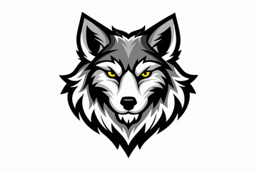 wolf head logo line art silhouette vector illustration
