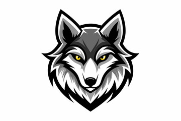 wolf head logo line art silhouette vector illustration