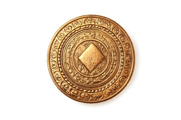 Byzantine Coin Top View ISOLATED ON WHITE BACKGROUND