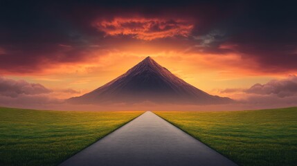 Majestic Mountain Sunset: A Path to the Peak
