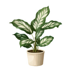 Calathea plant in a pot realistic illustration
