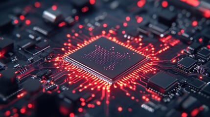 Fototapeta premium High-Tech Circuit Board: Microchip Close-Up