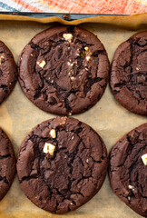American sweet dessert soft dark and white chocolate cookies