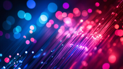 Stunning Close-Up of Illuminated Fiber Optics with High-Precision Technological Details, Digital Connectivity and Futuristic Communication for the IT Sector &ndash; Generative AI