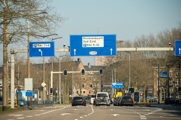 Road network infractrusture in Netherlands, driving safe on high quality asphalt on Dutch highways,...