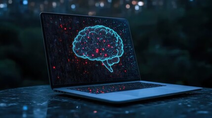 Digital Brain: Artificial Intelligence on Laptop Screen