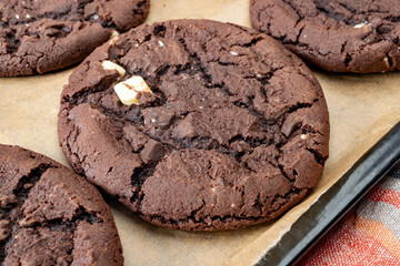 American sweet dessert soft dark and white chocolate cookies