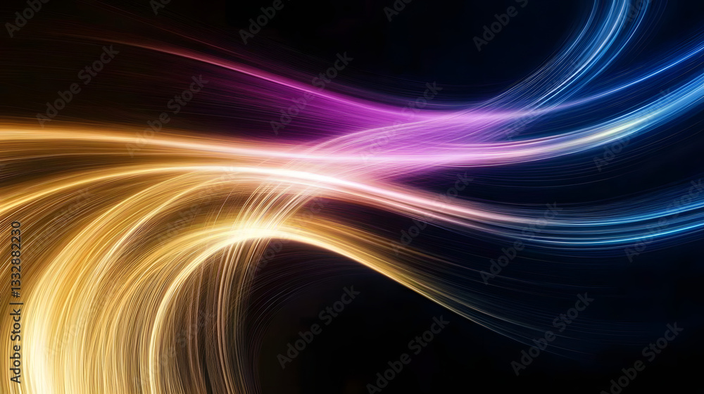 Poster modern abstract high-speed light effect. abstract background with curved beams of light. technology 