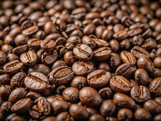 Obraz premium Close-up of roasted coffee beans with cinnamon in a natural setting