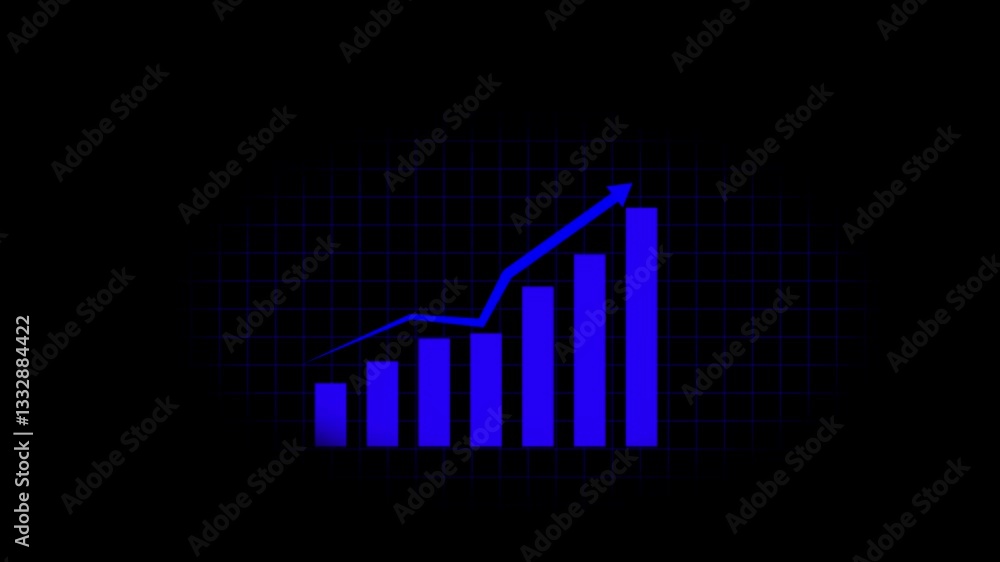 Aufkleber arrow rising on business graph ,abstract business growth and graph chart icon animation background. 