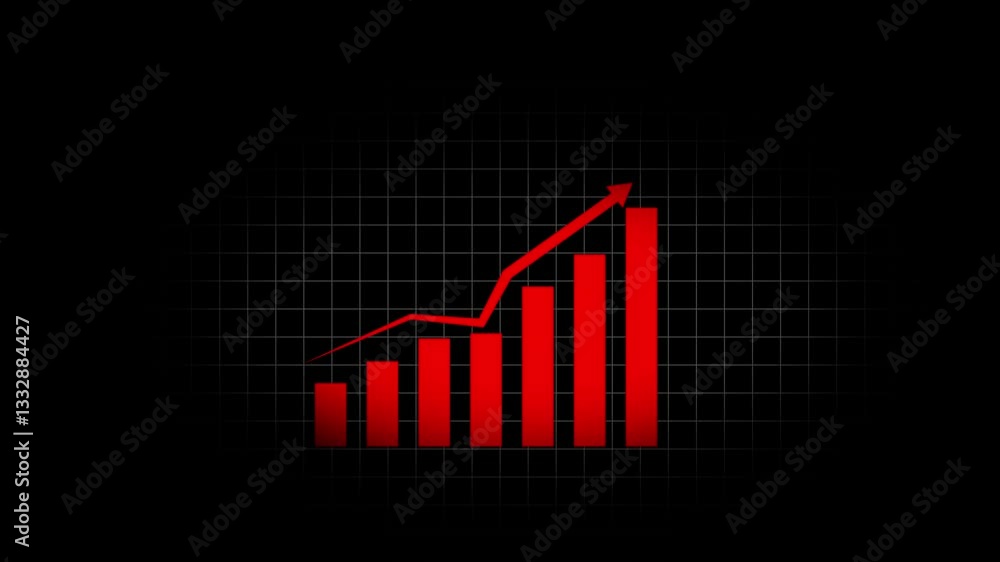 Poster abstract business growth and graph chart icon animation background.arrow rising on graph in blackgro
