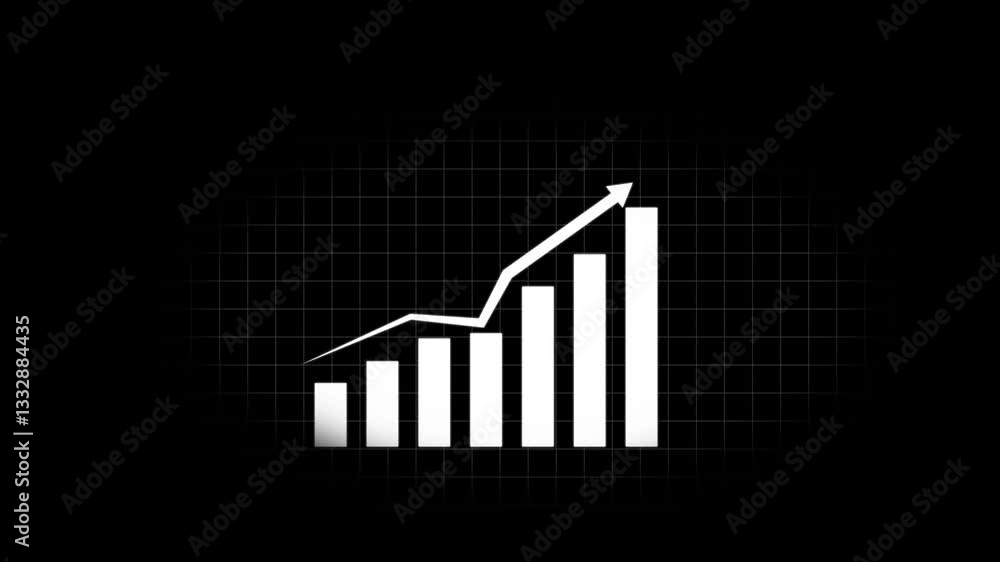 Aufkleber arrow rising on business graph ,abstract business growth and graph chart icon animation background.b