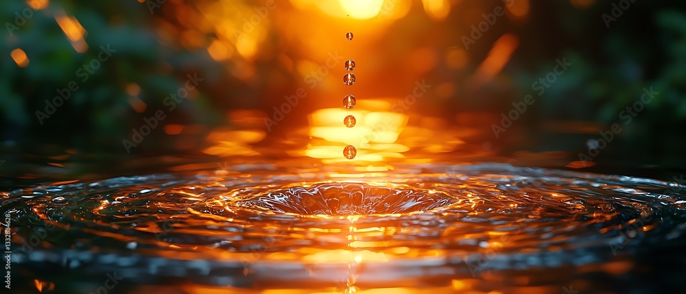 Poster water droplets falling create ripples of reflection, a mesmerizing display of liquid dynamics and lu