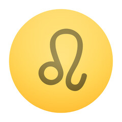 Simple Leo zodiac sign vector. Lion's tail symbol on a clean yellow circle