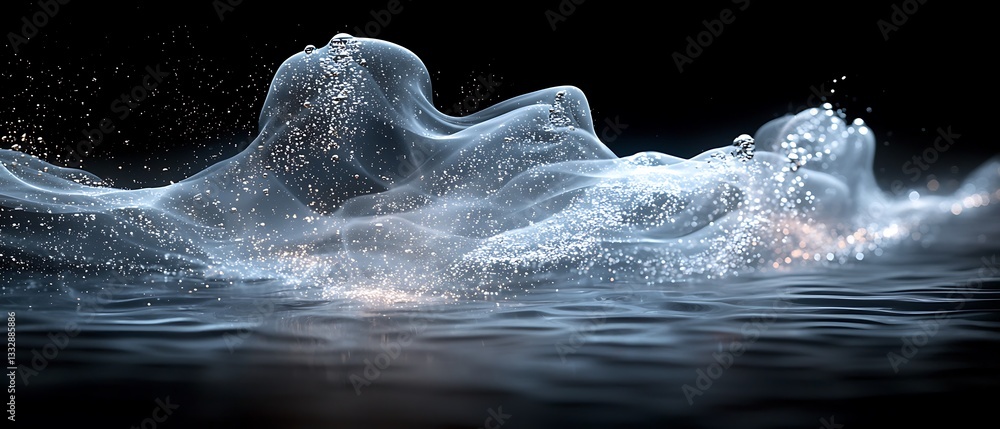 Poster abstract shimmering light on water: a mesmerizing display of sparkling particles and ethereal illumi