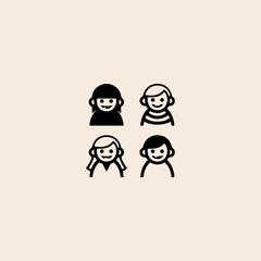 Baby and Children Faces set icon flat vector design.