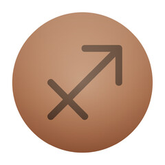 Sagittarius zodiac sign vector. Arrow symbol on a clean brown circle.