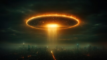 Alien Encounter Over Metropolis: A Night of Mystery and Awe