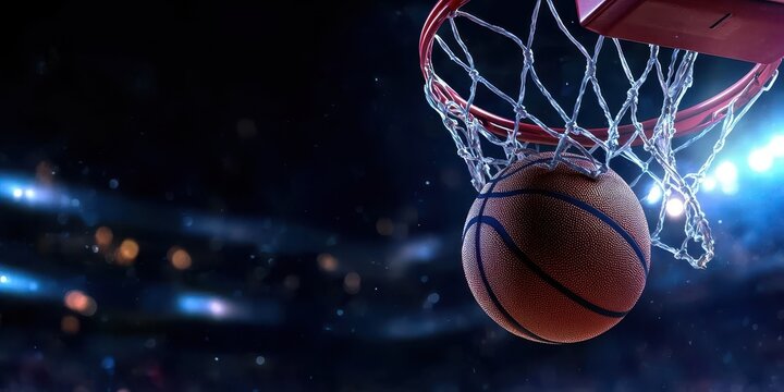 Eye-catching basketball tournament banner featuring a ball.