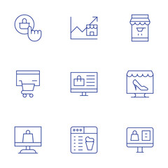 E-commerce icons set. Thin Line style, editable stroke. profit, online shopping, online shop, ecommerce