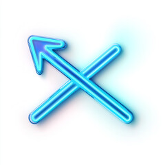 Blue Neon Arrow Icon on White Background