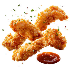 Crispy Chicken Tender with Dipping Sauce Isolated on Transparent Background