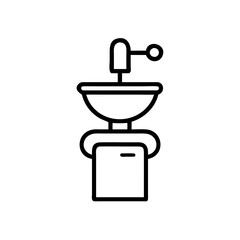 Modern sink with faucet icon in black outline style