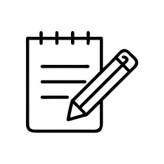 Naklejka premium Notebook with pencil icon in black outline style
