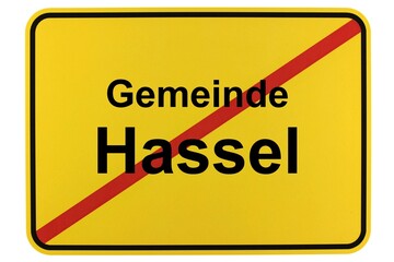 Illustration eines Ortsschildes der Gemeinde Hassel in Niedersachsen