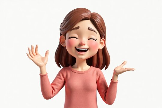 A cheerful 3D cartoon woman with a beard making an "OK" hand gesture, smiling with closed eyes, radiating positivity and playful individuality.