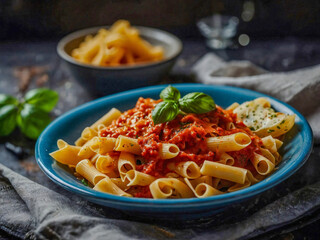 Close-up of tasty pasta with sauce