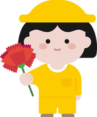 어버이날 스승의날 카네이션을 든 어린이