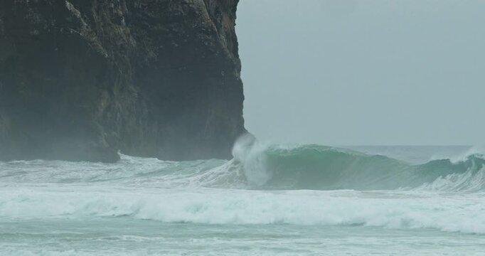 Powerful Slow-Motion Waves Crashing Against the Cliffs of Sagres, Portugal