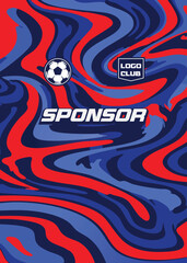 Sport jersey design fabric textile for sublimation, Red and blue liquid abstract pattern
