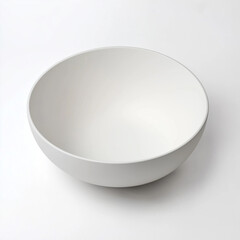 Empty white bowl sitting on white background