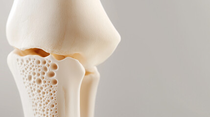 Osteoporosis affecting bone structure: close-up of anatomical model