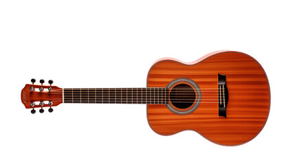 Obraz premium Wooden Acoustic Guitar Orange Design, Stringed Instrument for Artful Melodies.